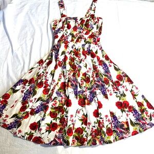 Boston Proper NWT Floral Midi Dress Linen Blended Sz 16 Spring Summer Event Wear